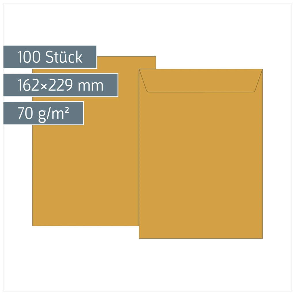 Versandtaschen | 162×229 mm, C5, 70 g/m², braun, 100 Stück