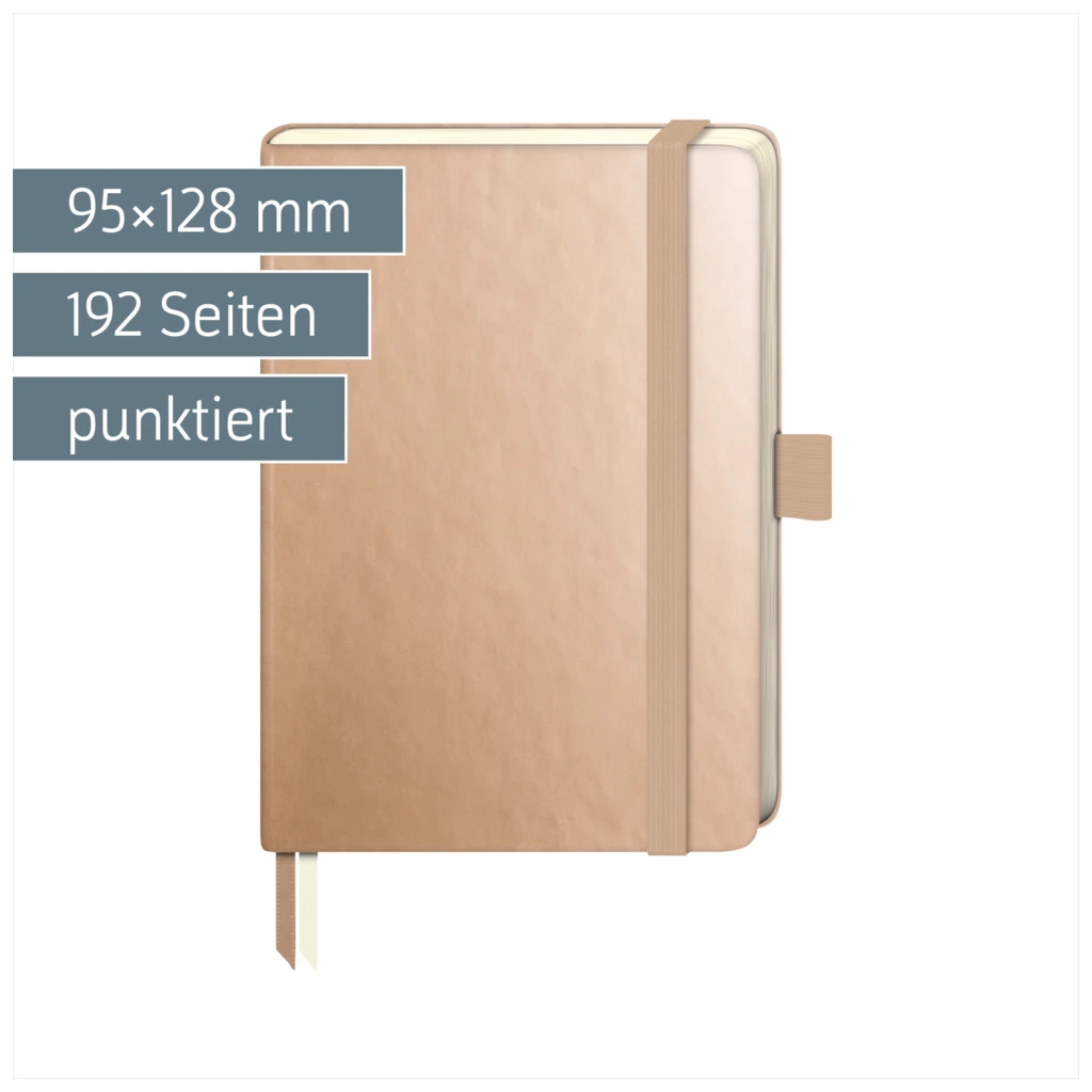 Notizbuch Kompagnon Metallic | A6, punktiert, Gummizugverschluss, gold