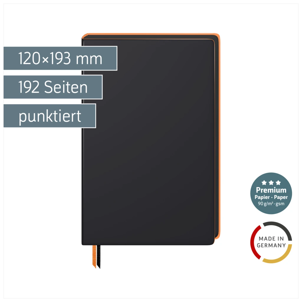 Notizbuch Premium Flexibook „Neon“ | A5, punktiert, neonorange/schwarz