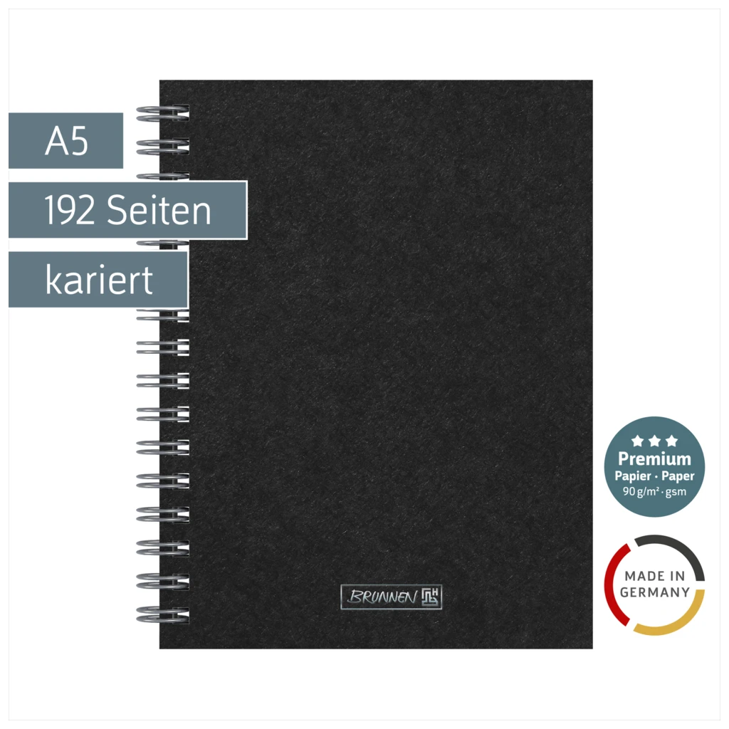 Notizbuch Premium Wire | A5, kariert, schwarz