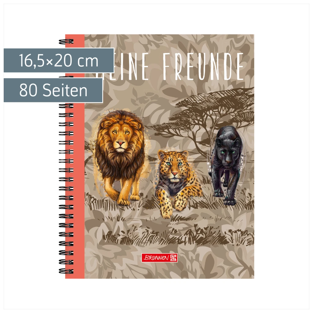 Freundebuch Safari World | 16,5×20 cm, 80 Seiten, braun