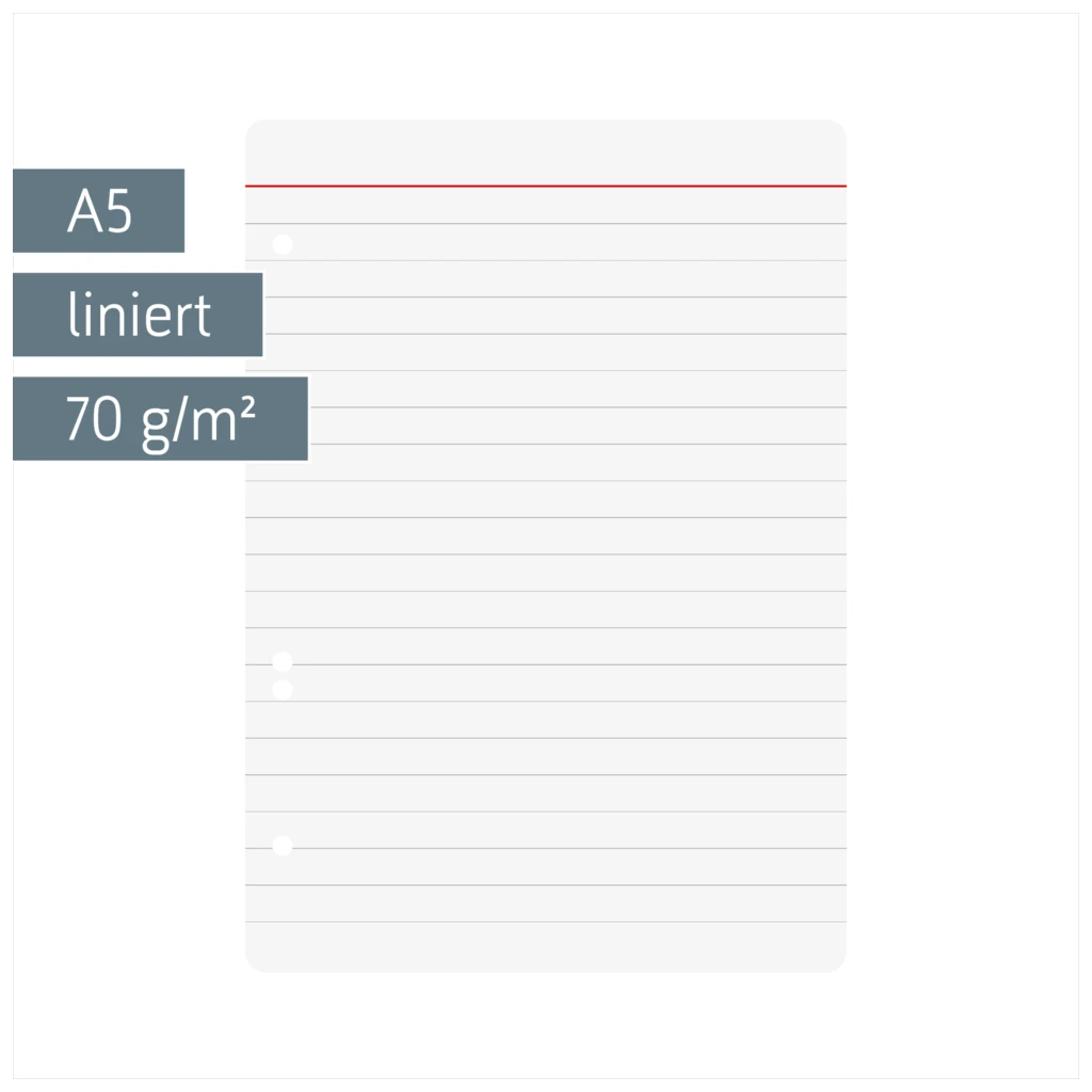 Ringbucheinlagen | A5, liniert, weiß, 50 Blatt