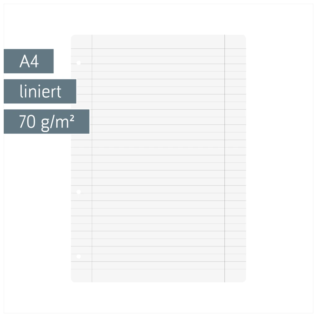 Ringbucheinlagen | A4, liniert mit Randlinie innen und außen, weiß, 50 Blatt