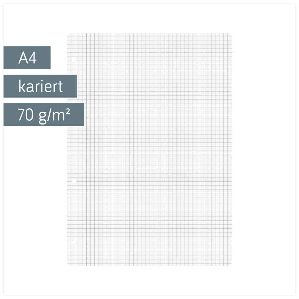 Ringbucheinlagen | A4, 5 mm kariert mit Randlinie innen und außen, weiß, 50 Blatt