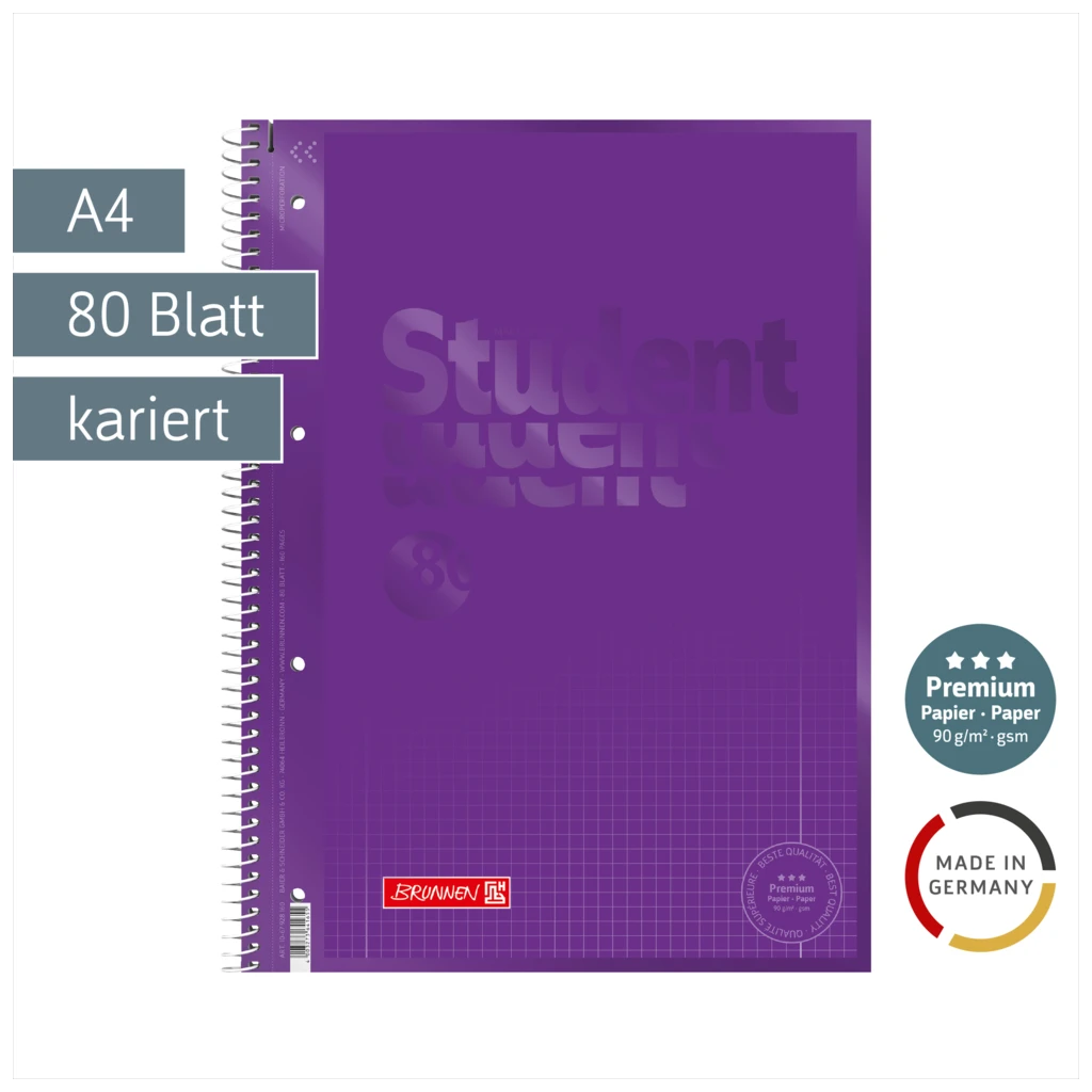 Collegeblock Premium Student Colour Code | A4, Lineatur 28, 80 Blatt, purple