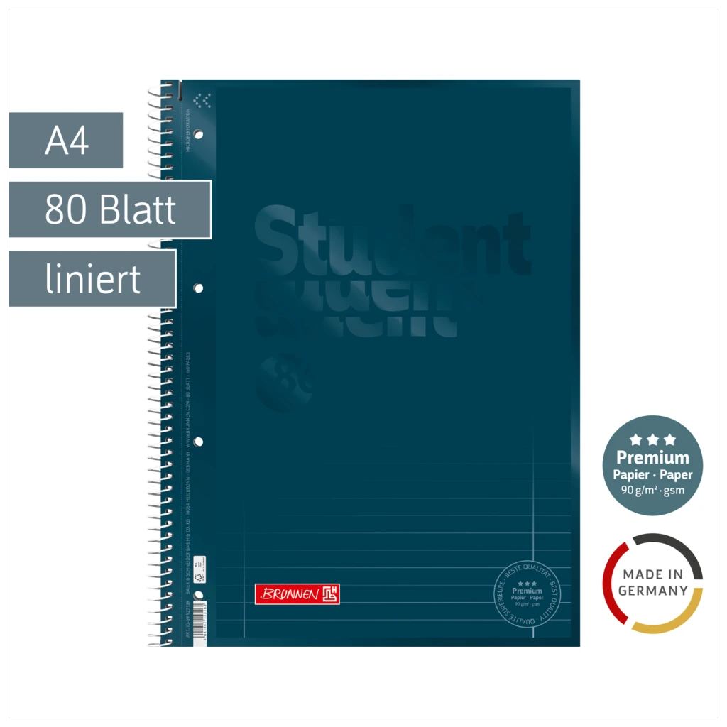 Collegeblock Premium Student Colour Code | A4, Lineatur 27, 80 Blatt, denim