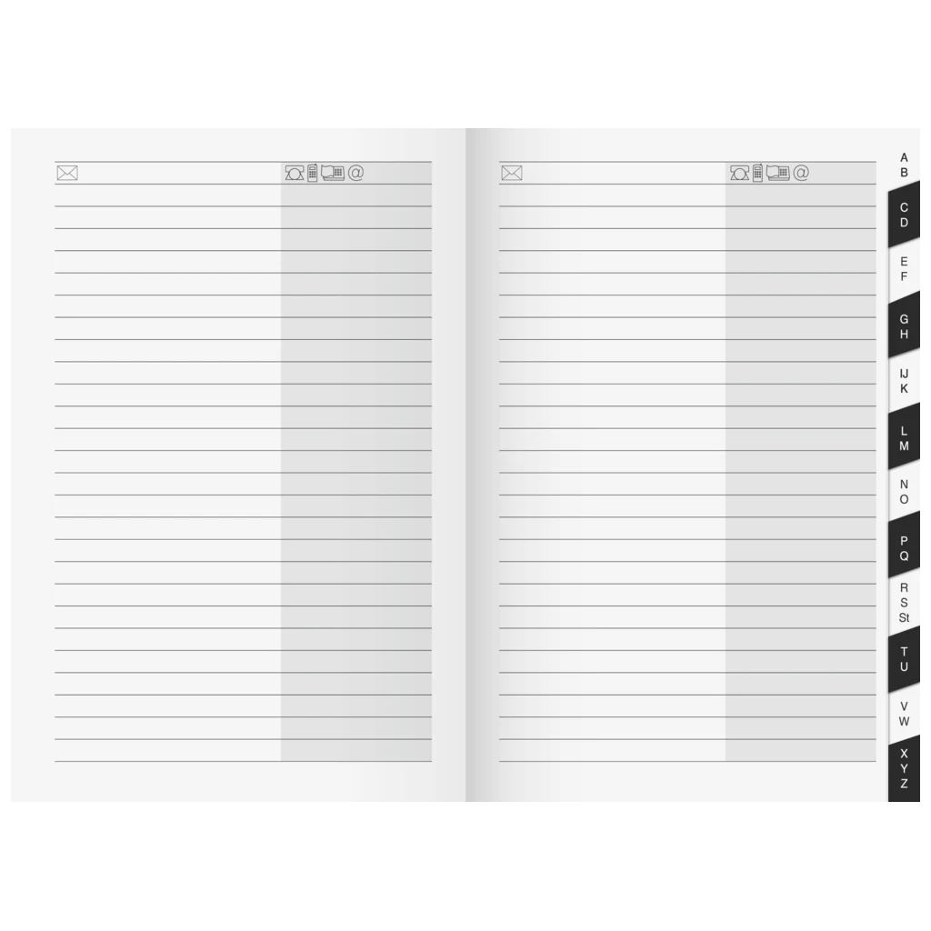 Adress-Registerheft | 13,5×20 cm, Karton, weiß
