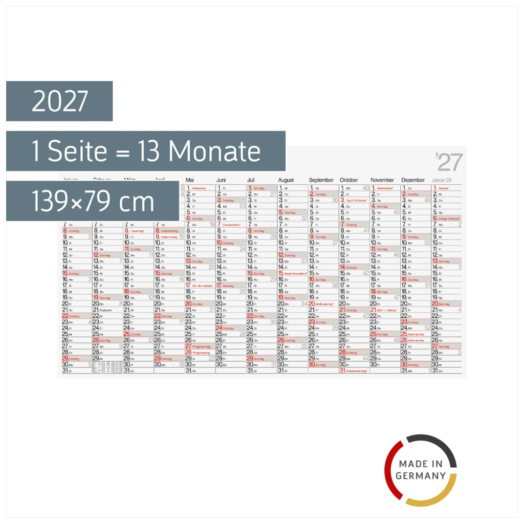 Plakatkalender Mod. 701 00 2027 | 139×79 cm