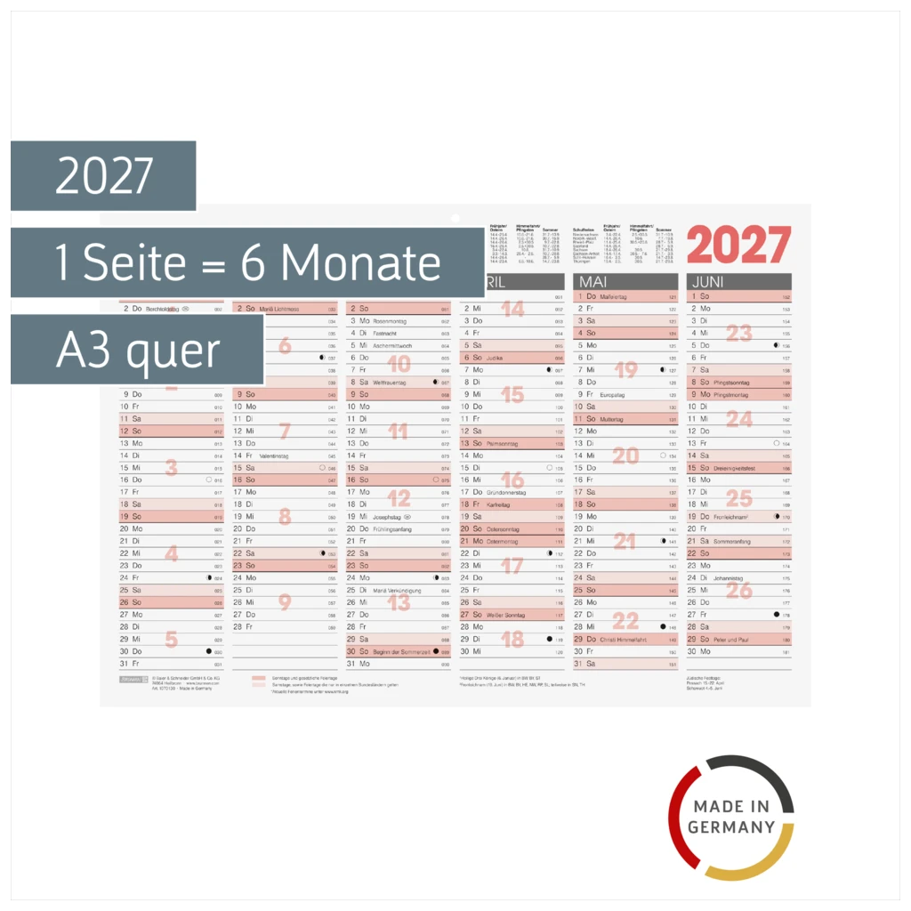Tafelkalender 2027 | A3 quer