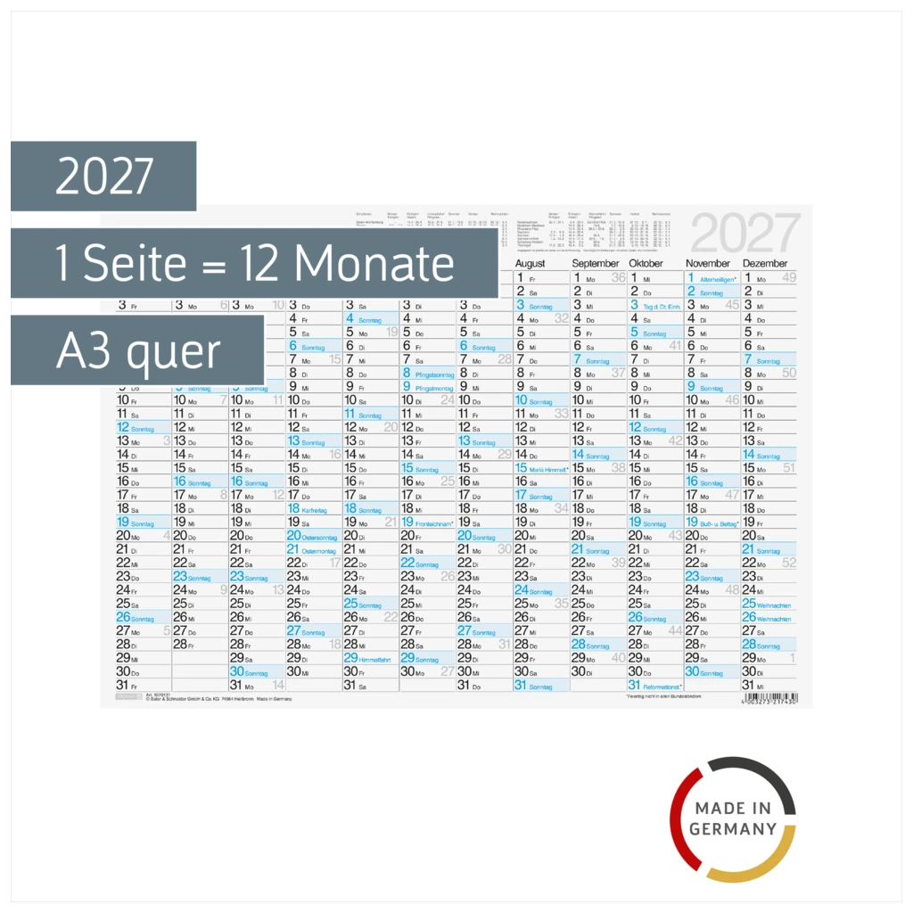 Tafelkalender 2027 | A3 quer