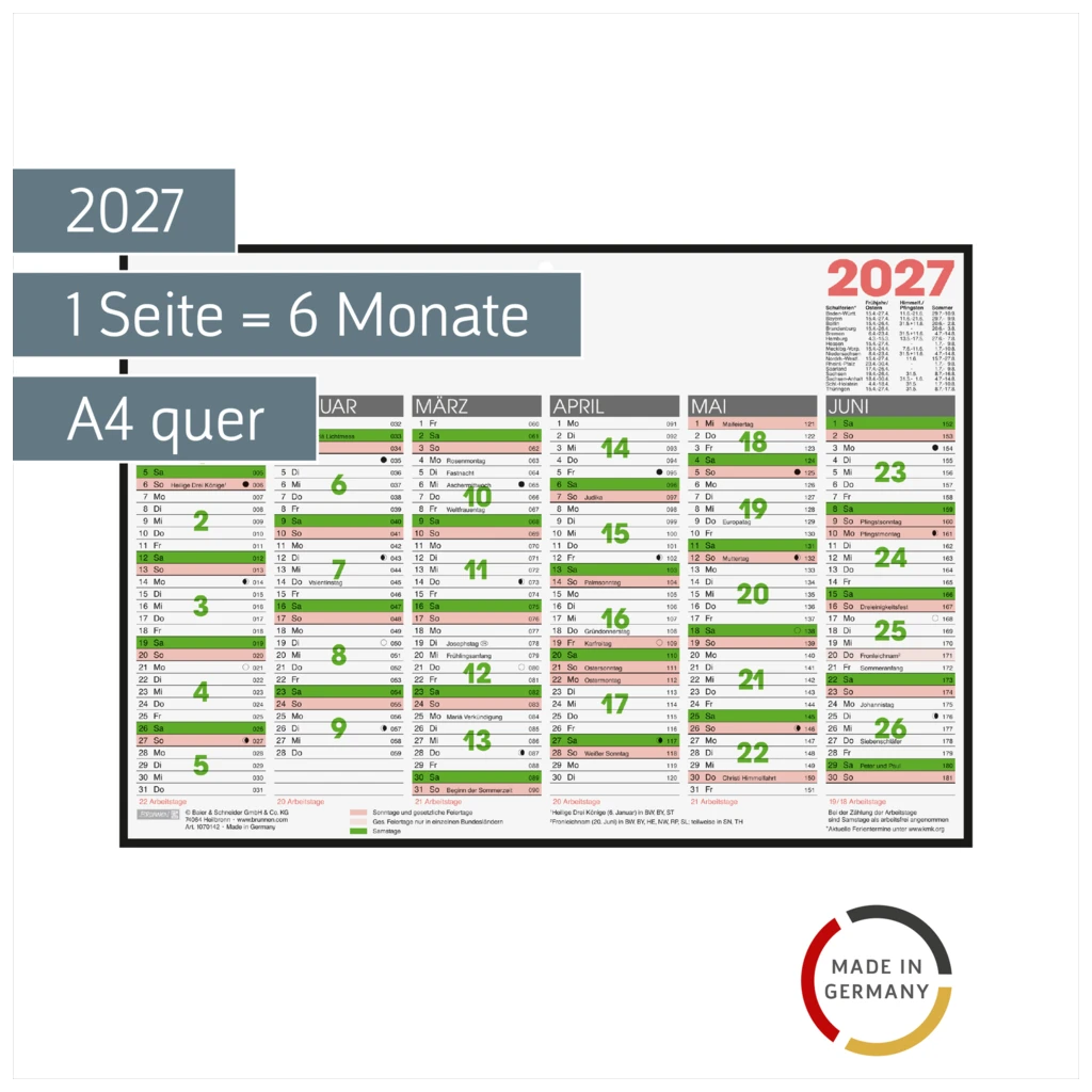 Tafelkalender 2027 | A4 quer