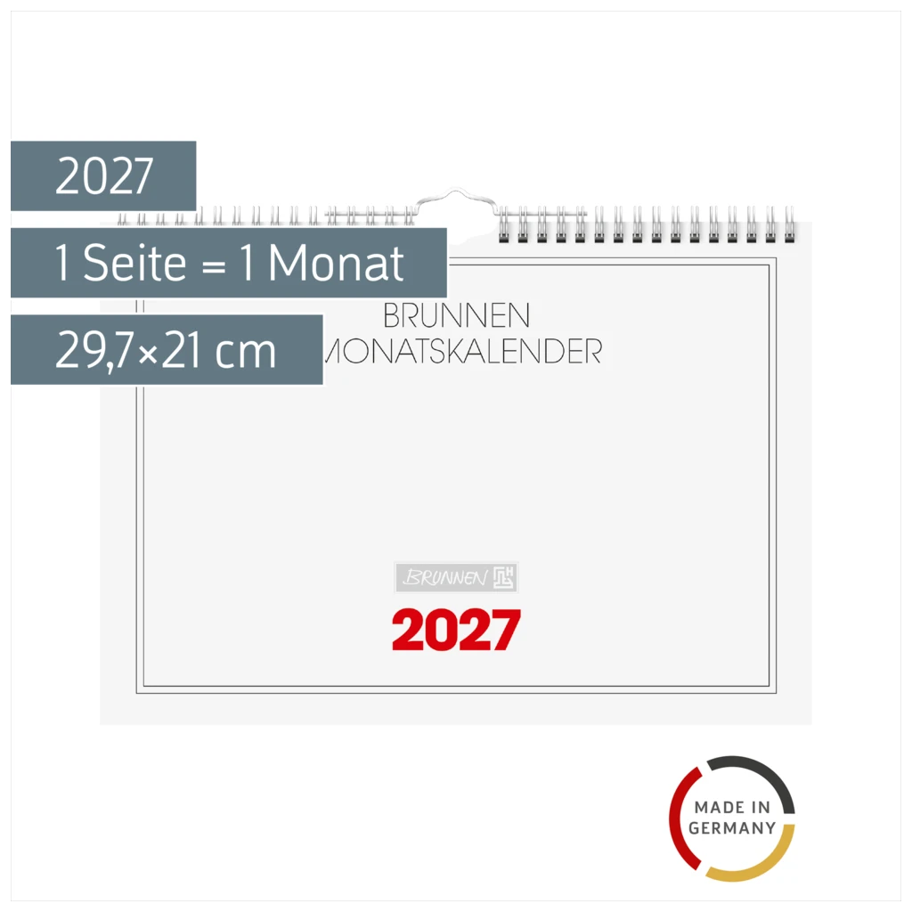 Monatskalender 2027 | 29,7×21 cm