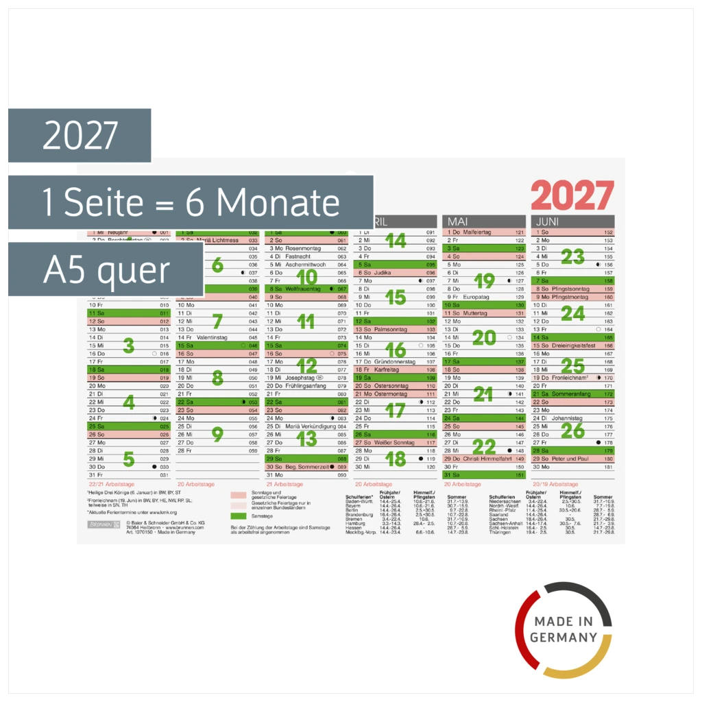 Tafelkalender 2027 | A5 quer