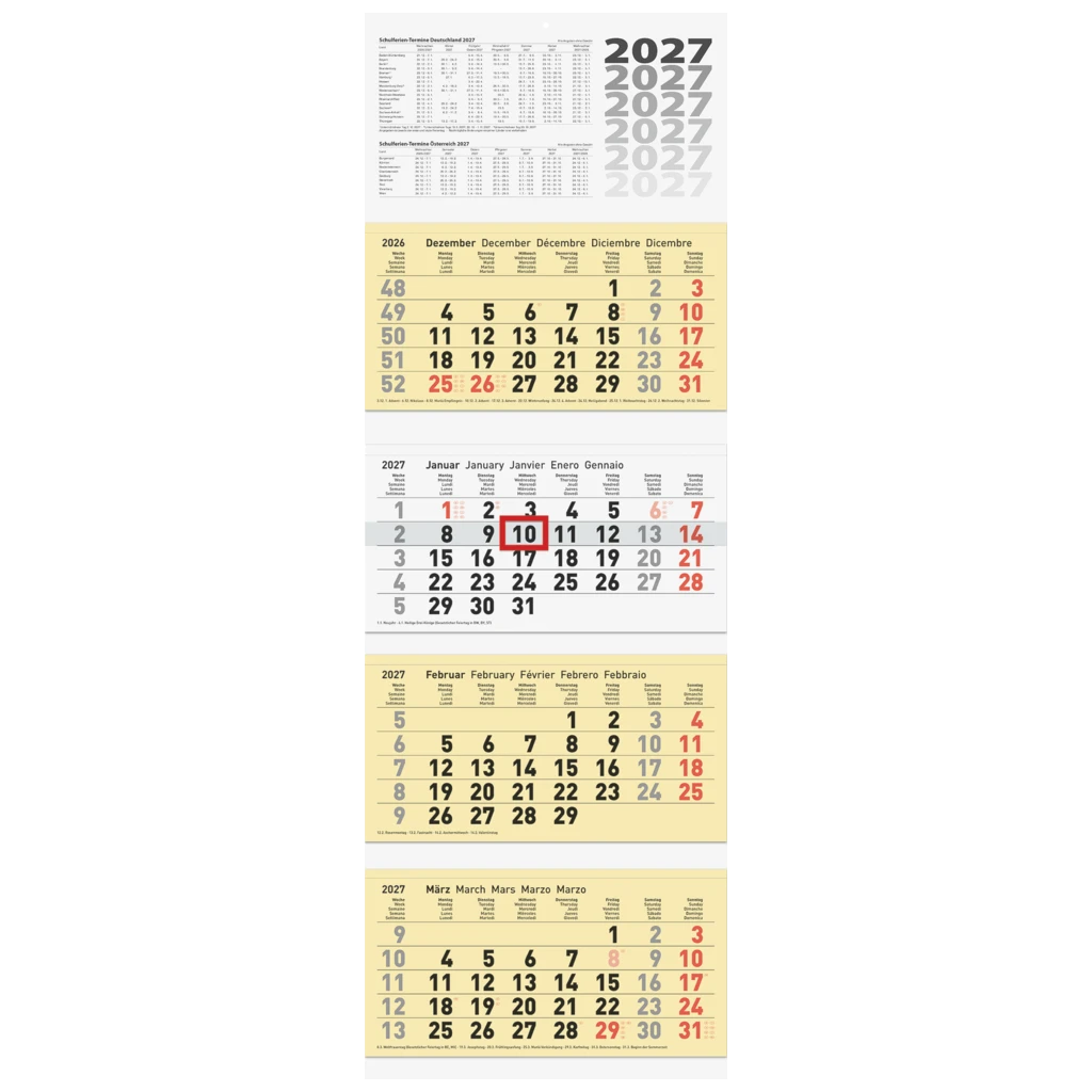 4-Monatskalender 2027 | chamois, 32×94 cm