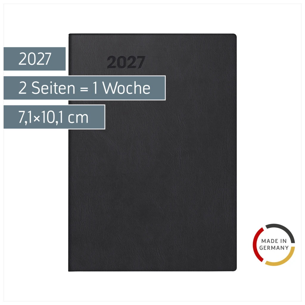 Taschenkalender Mod. 713 2027 | A7, Kunststoff, schwarz