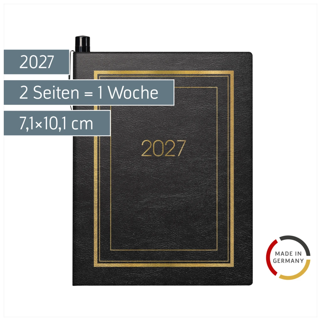 Taschenkalender Mod. 713 2027 | A7, Kunstleder, schwarz