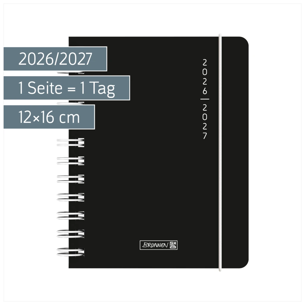 Schülerkalender 2026/2027 „Plain Black“ | A6, Kunststoff