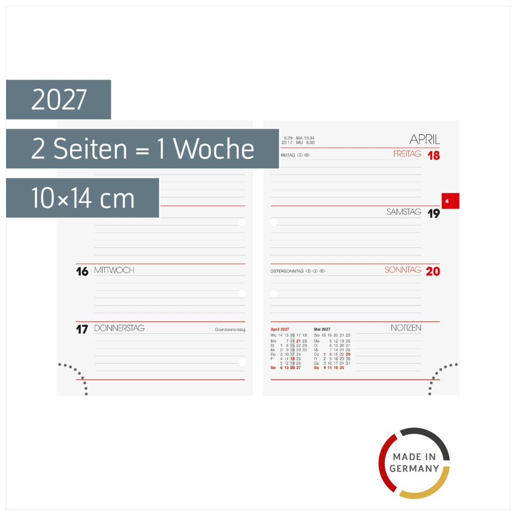 Wochen-Ersatzkalendarium Mod. 731 2027 | 10×14 cm
