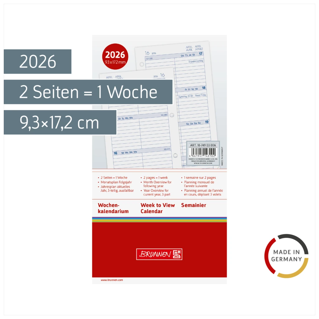 Wochenkalendarium FILIUS 2026 | 9,3×17,2 cm