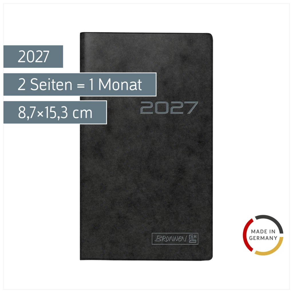 Taschenkalender Mod. 753 2027 | A6, Karton, schwarz