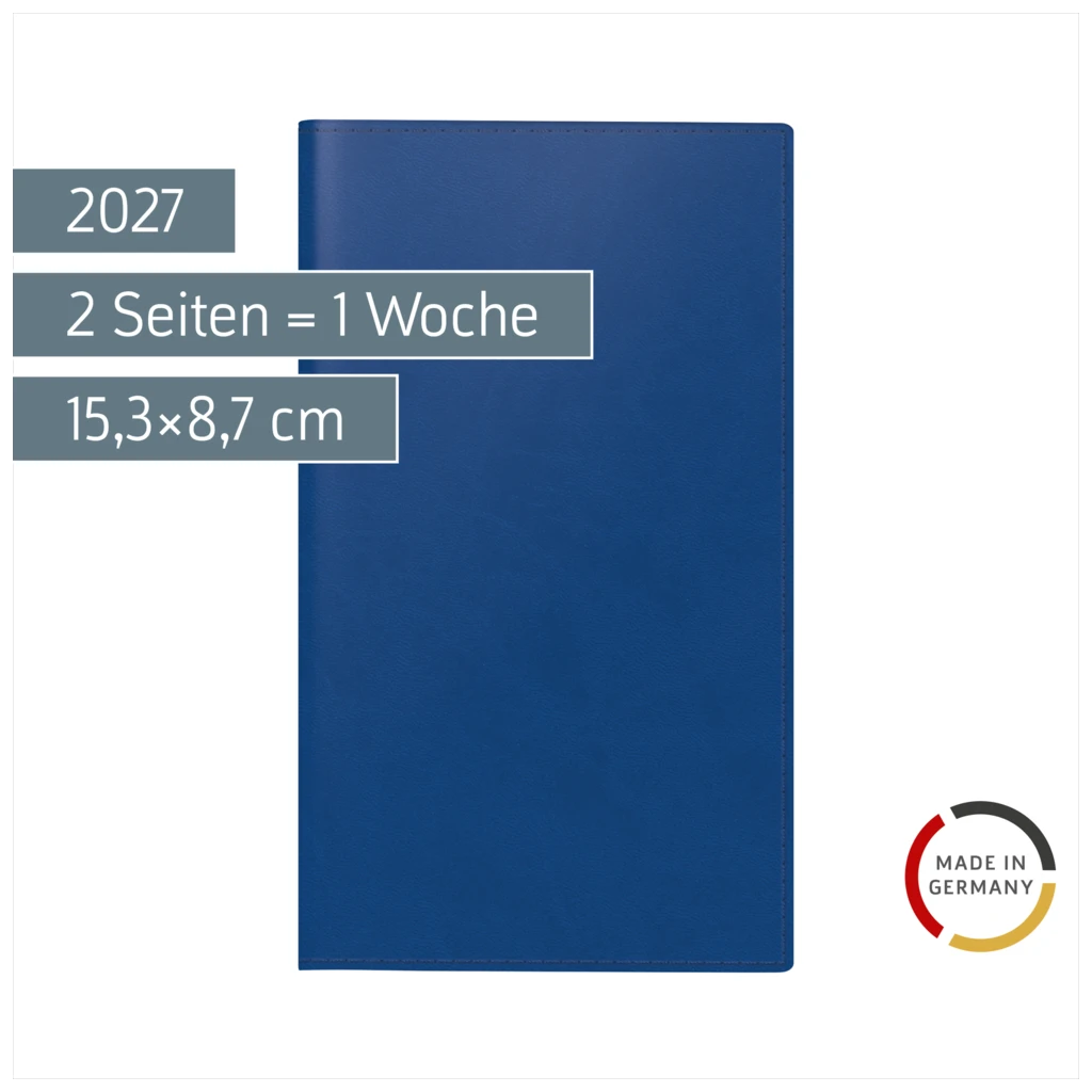 Taschenkalender Mod. 755 2027 | A6 quer, Kunstleder, blau