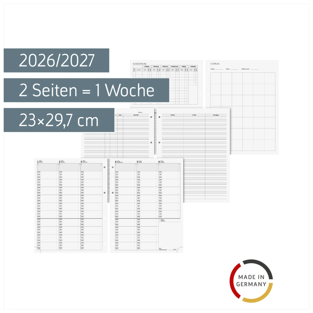 Wochen-Ersatzkalendarium 2026/2027 | 23×29,7 cm