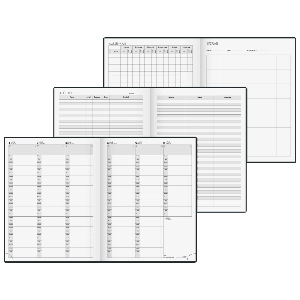 Lehrerkalender 2026/2027 Termin- & Unterrichtsplaner | A4, Kunststoff, schwarz