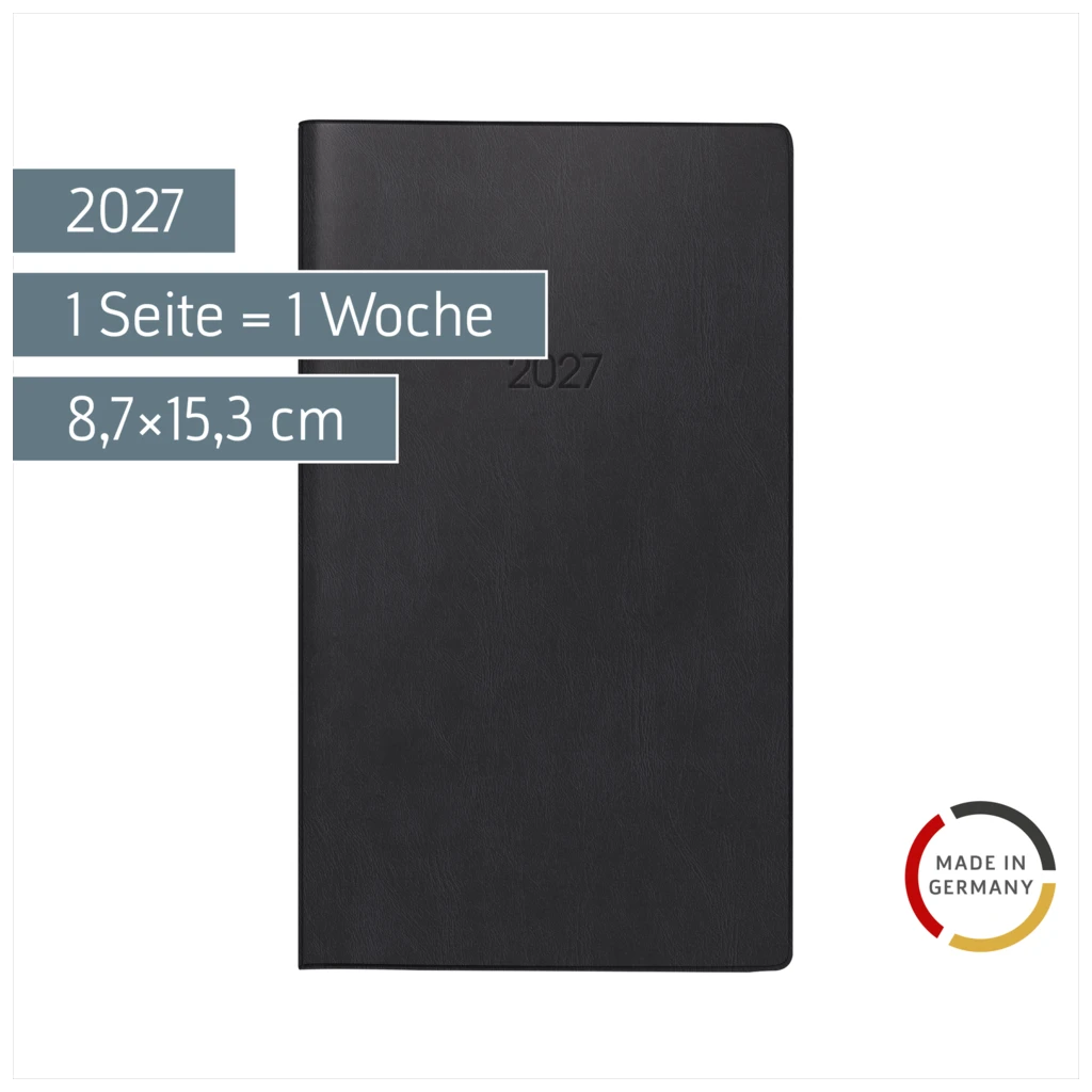 Taschenkalender Mod. 758 2027 | A6, Kunststoff, schwarz
