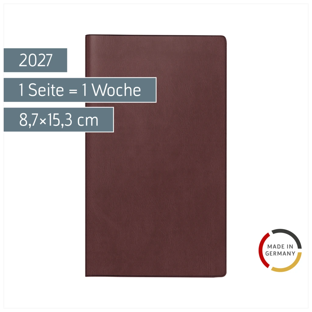 Taschenkalender Mod. 758 2027 | A6, Kunstleder, bordeaux