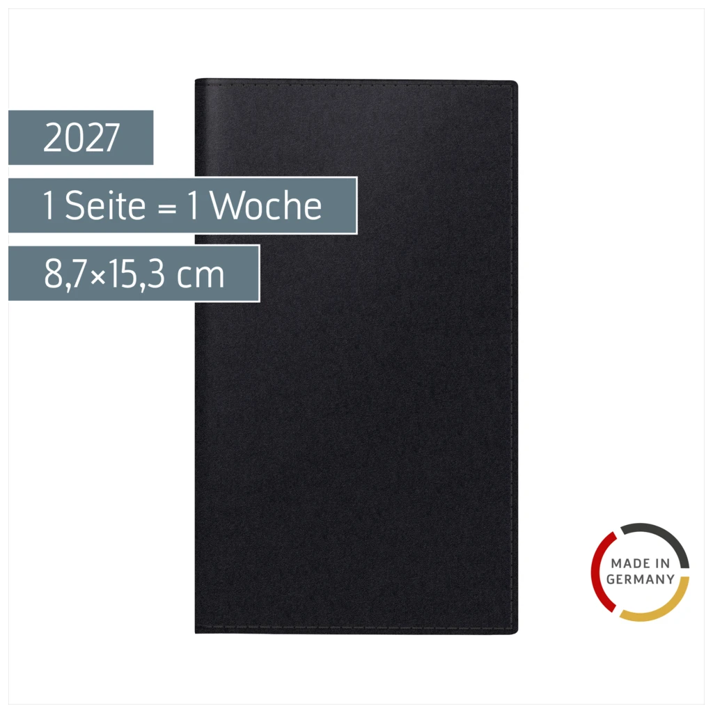 Taschenkalender Mod. 758 2027 | A6, Kunstleder, schwarz