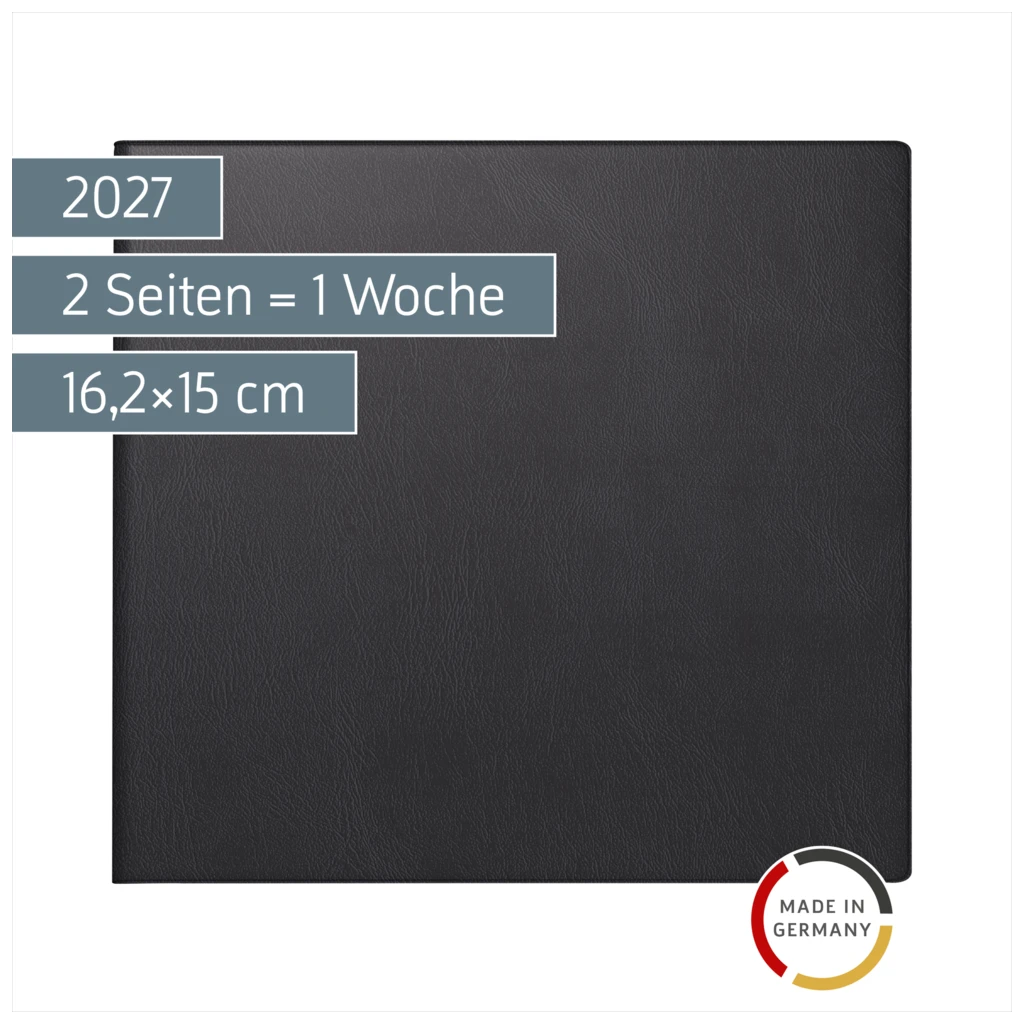 Buchkalender Mod. 762 2027 | 16,2×15 cm, Kunststoff, schwarz