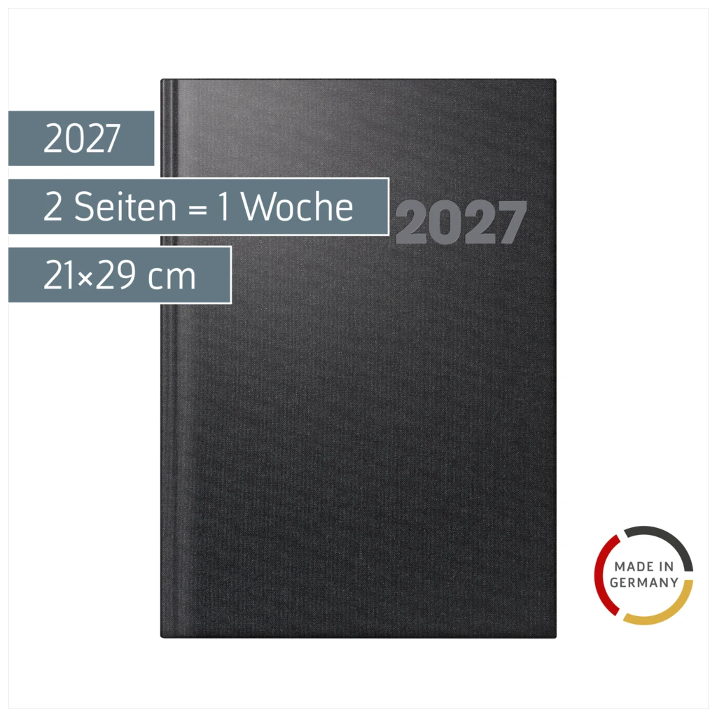 Buchkalender Mod. 763 2027 | A4, Kunststoff, vulkanschwarz
