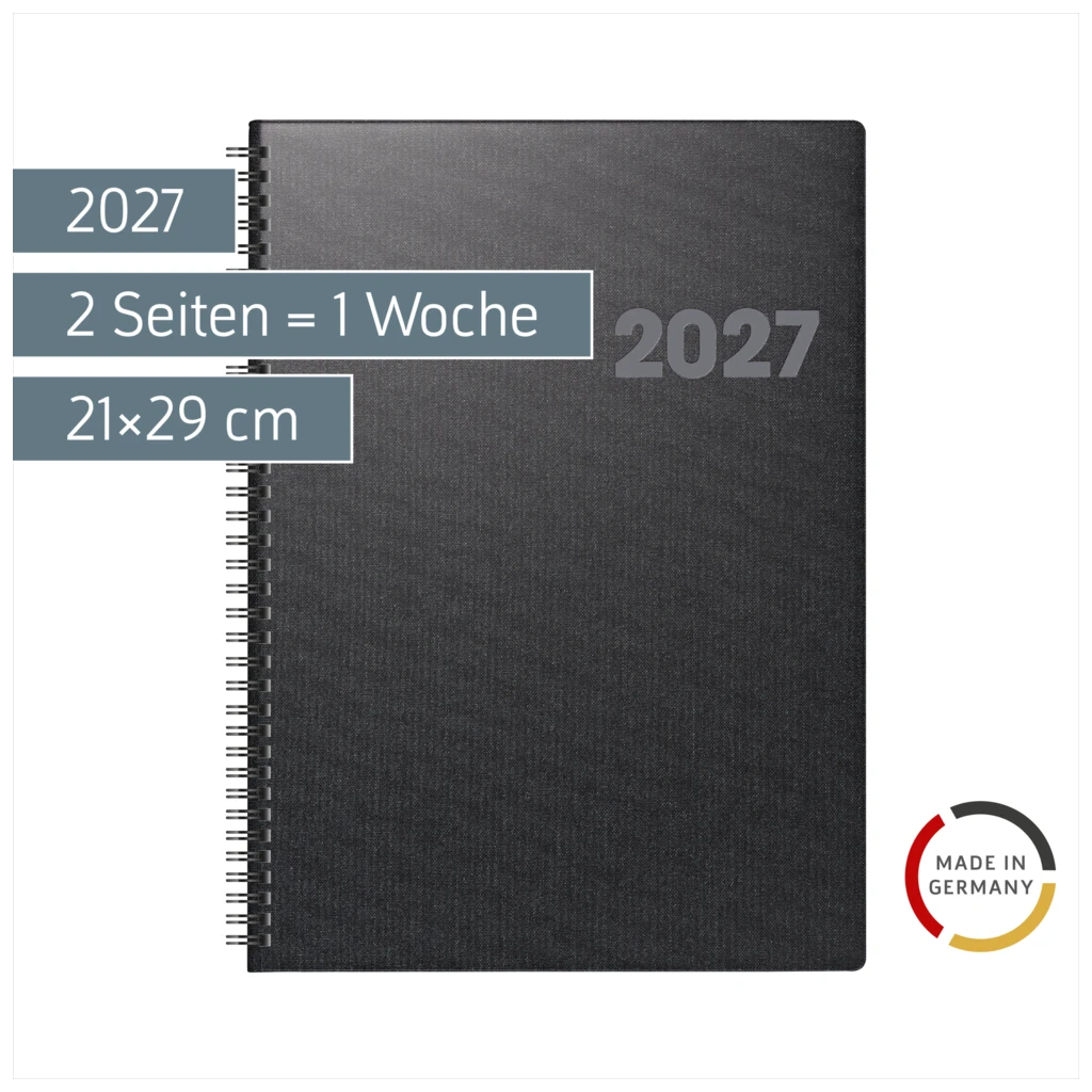 Buchkalender Mod. 763 2027 | A4, Kunststoff, vulkanschwarz