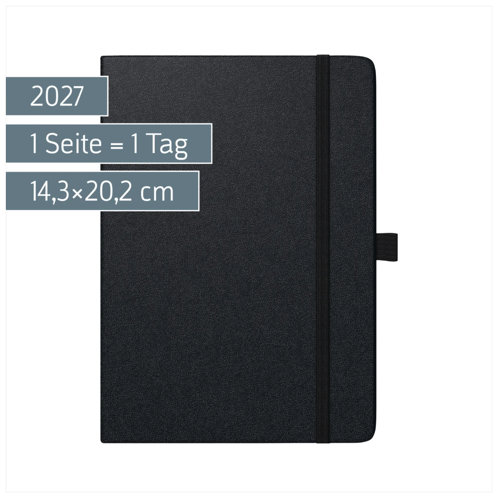 Buchkalender Kompagnon Mod. 764 66 2027 | A5, Kunststoff, schwarz