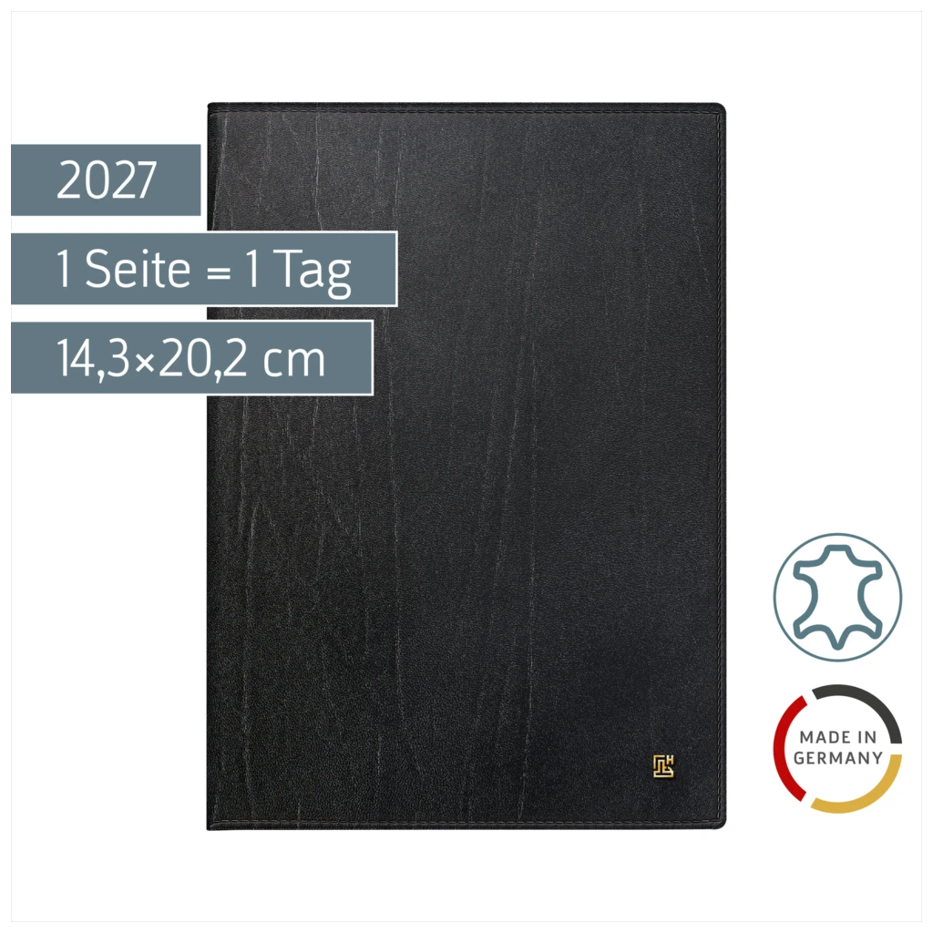 Buchkalender Mod. 765 2027 | A5, Leder, schwarz