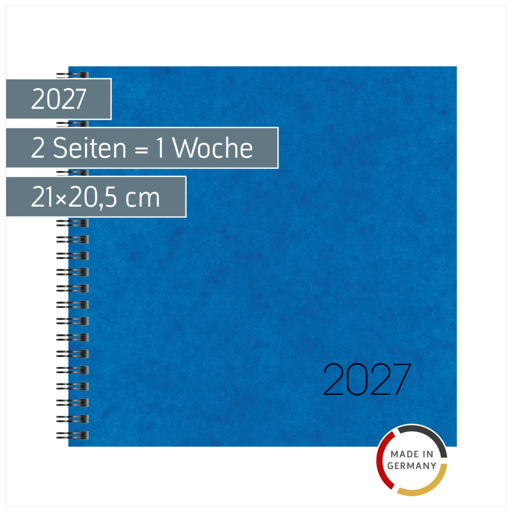 Buchkalender Mod. 766 2027 | 21×20,5 cm, Karton, blau
