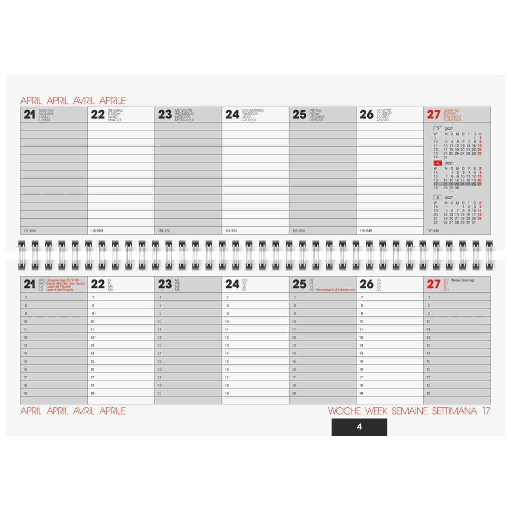 Querterminbuch Mod. 772 2027 „Poppy“ | 29,7×10,5 cm, Karton