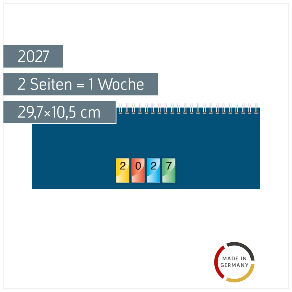 Querterminbuch DATAline Mod. 772 2027 | 29,7×10,5 cm, Karton, blau