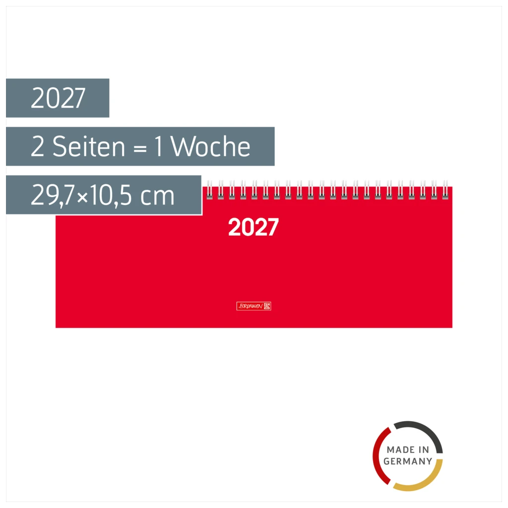 Querterminbuch Colour Line Mod. 772 2027 | 29,7×10,5 cm, Karton, rot