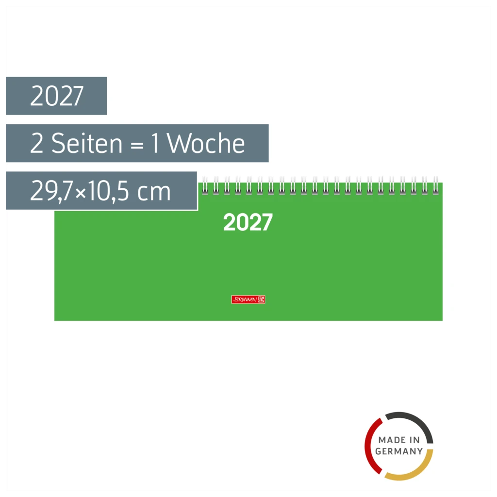 Querterminbuch Colour Line Mod. 772 2027 | 29,7×10,5 cm, Karton, grün