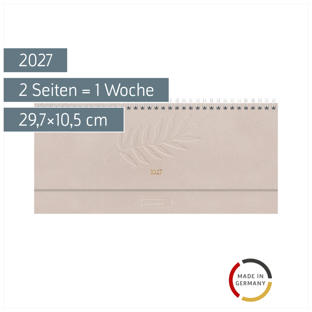 Querterminbuch Mod. 772 2027 | 29,7×10,5 cm, Karton, hanf