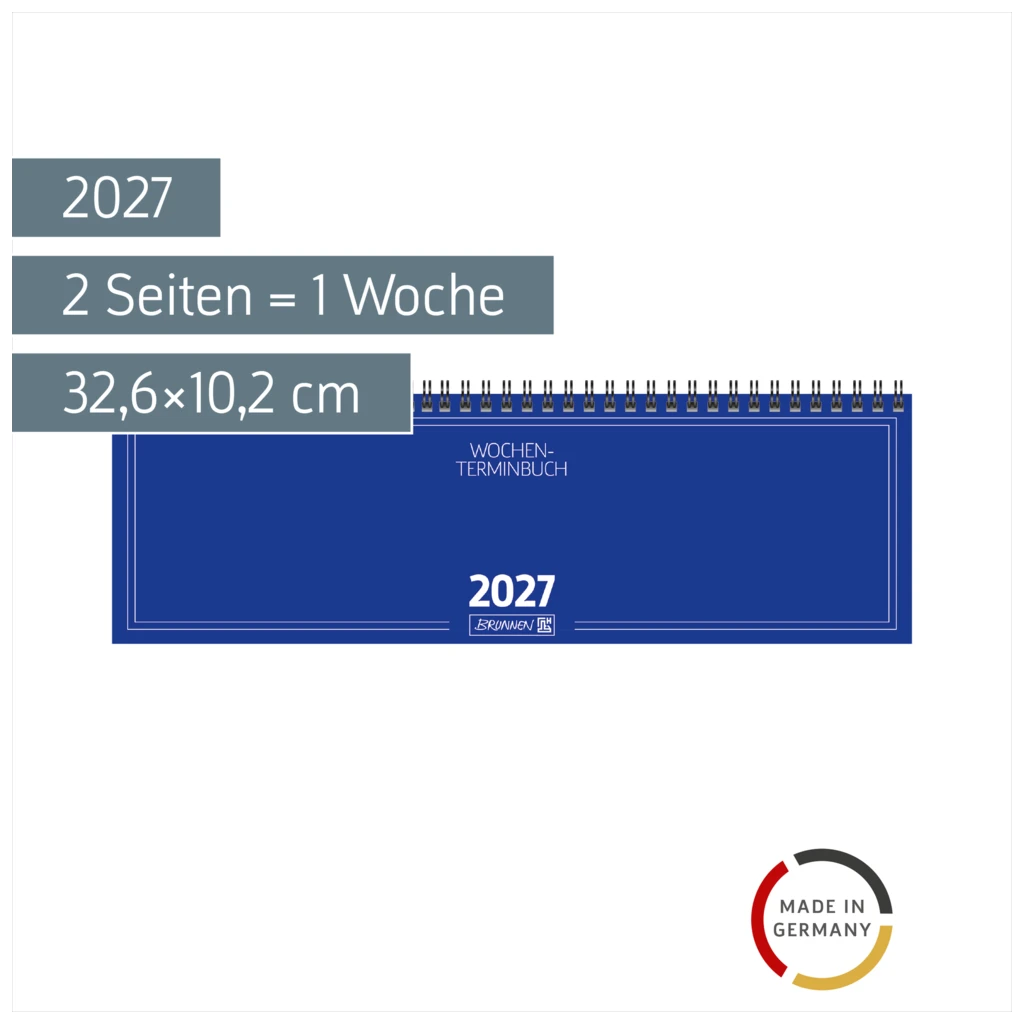 Querterminbuch Mod. 774 2027 | 32,6×10,2 cm, Karton, blau