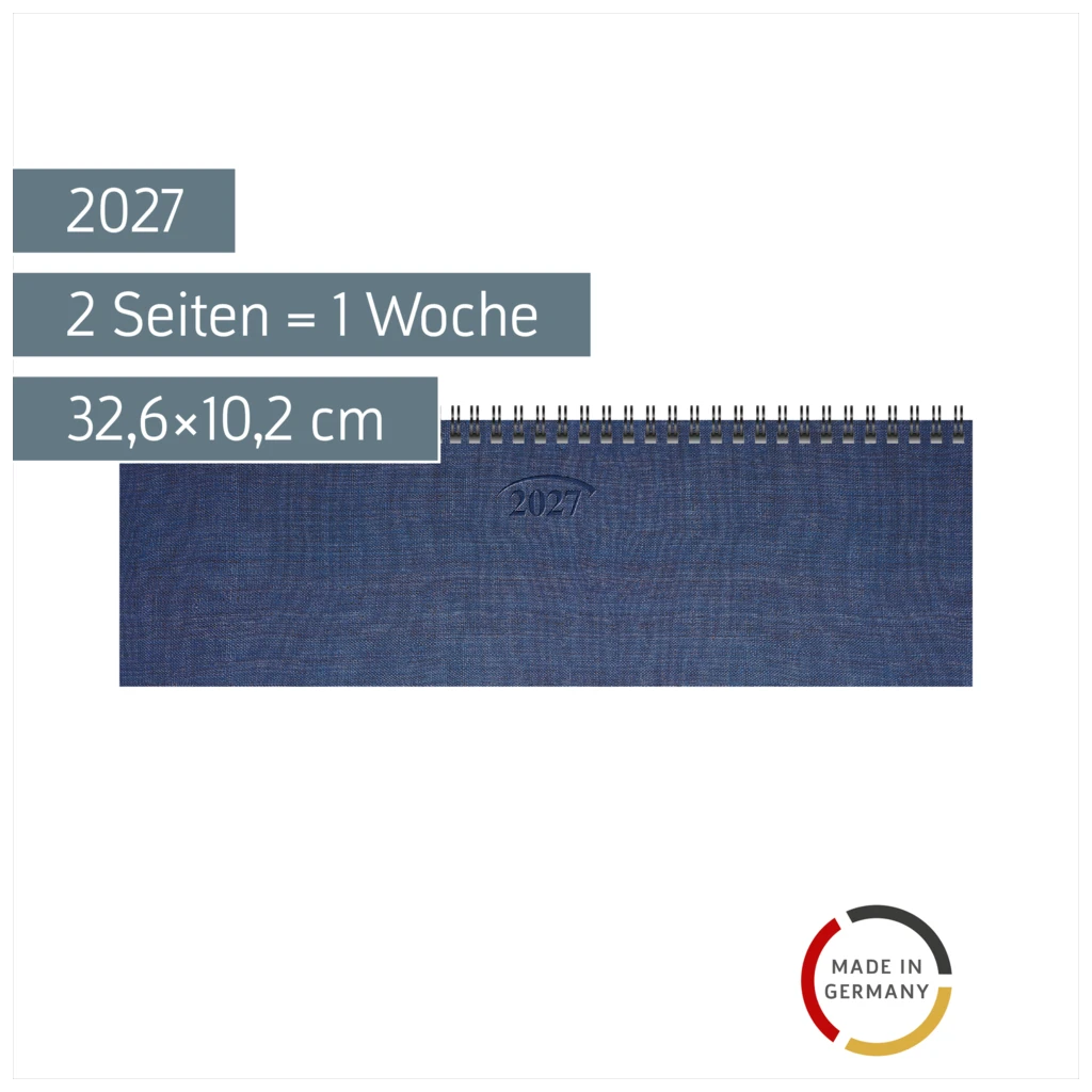 Querterminbuch Mod. 777 2027 | 32,6×10,2 cm, Karton, blau
