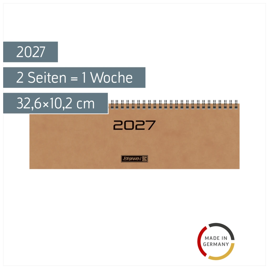 Querterminbuch Mod. 777 2027 | 32,6×10,2 cm, Karton, braun
