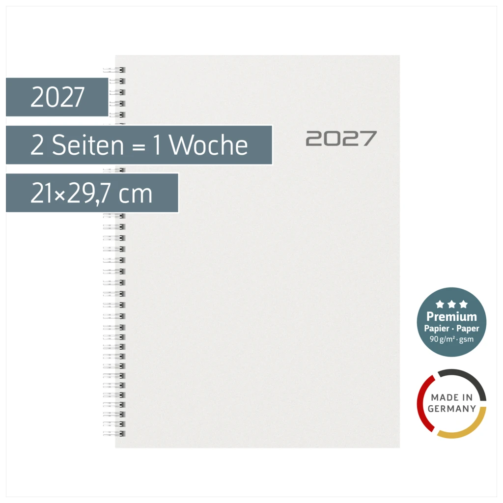Buchkalender Premium Mod. 781 2027 | A4, Kunststoff, transparent