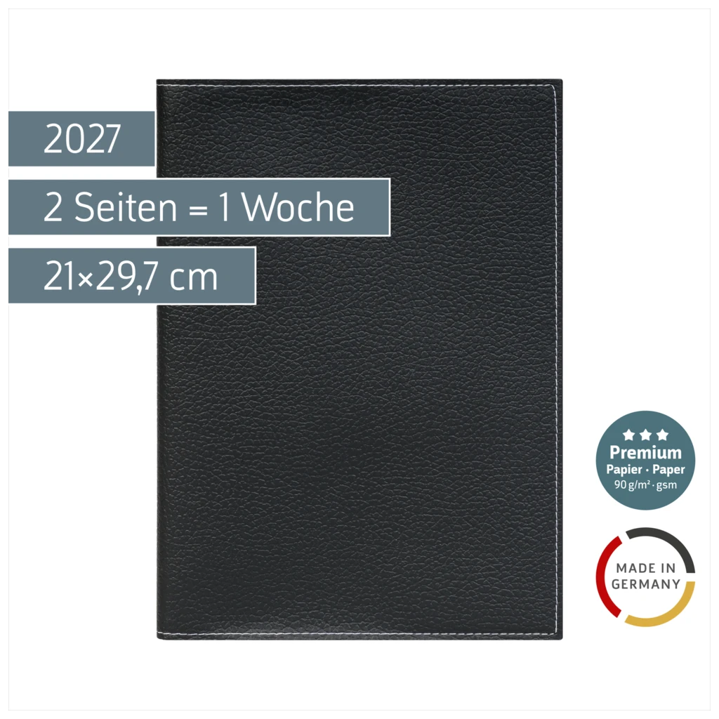Buchkalender Premium Mod. 781 2027 | A4, Kunstleder, schwarz