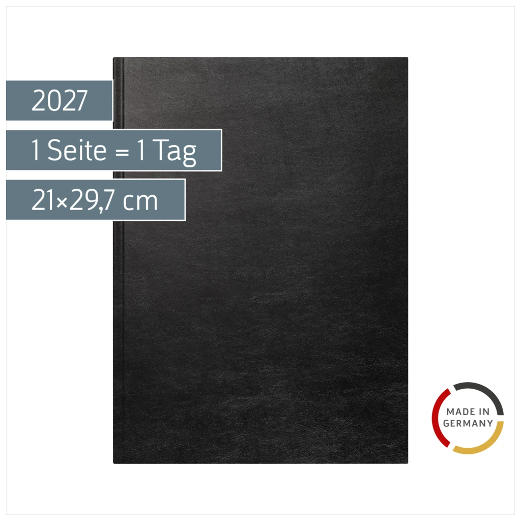 Buchkalender Mod. 787 2027 | A4, Kunstleder, schwarz