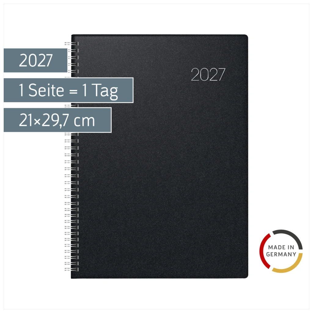 Buchkalender Mod. 787 2027 | A4, Kunststoff, schwarz
