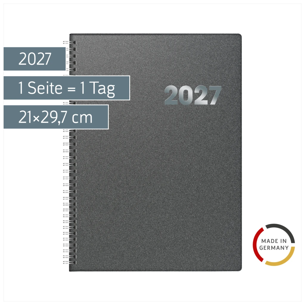 Buchkalender Mod. 789 2027 | A4, Kunststoff, grau