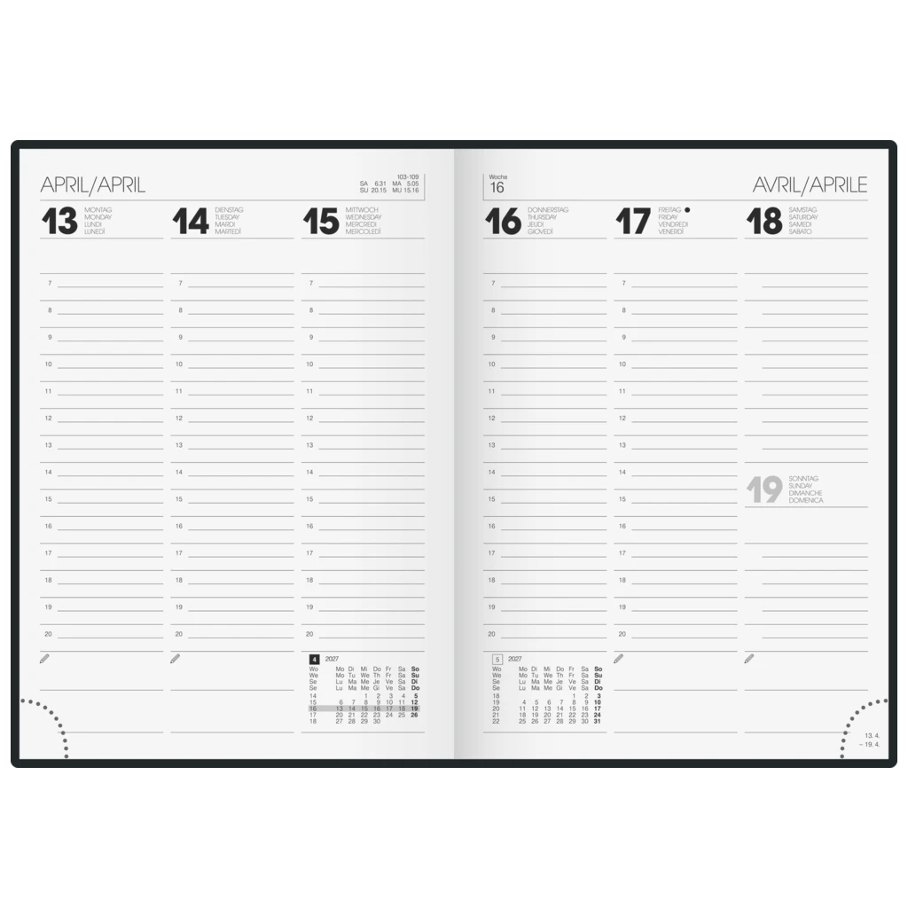 Buchkalender Colour Line Mod. 796 2027 | A5, Kunststoff, grau